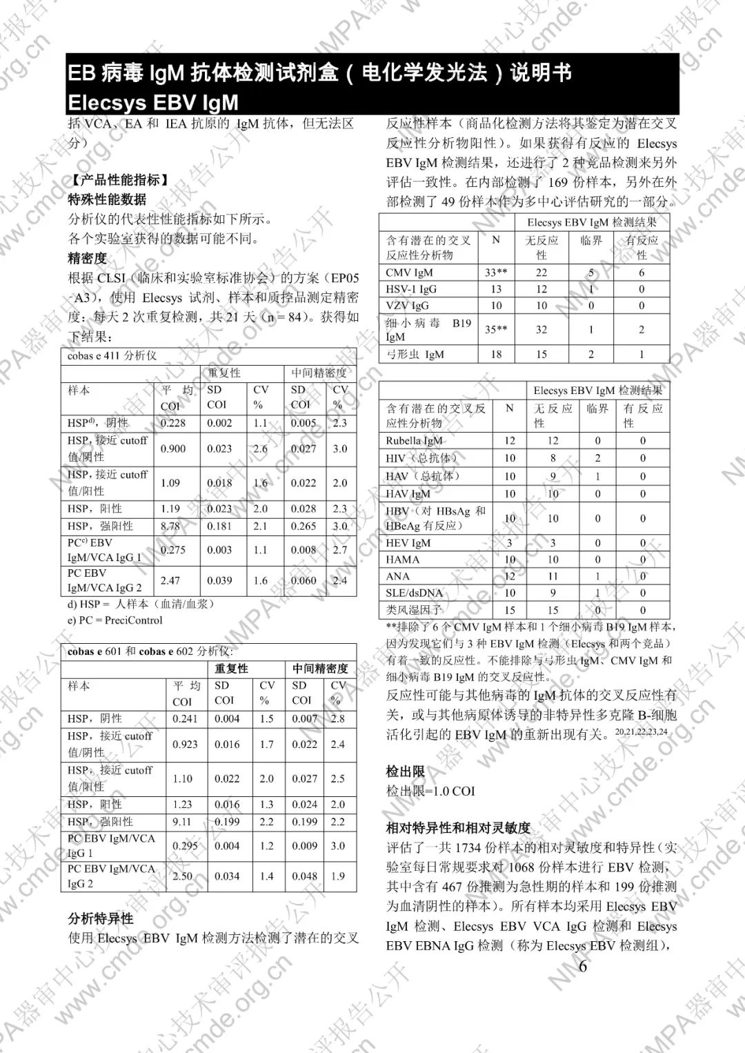 羅氏EB病毒IgM抗體檢測(cè)試劑盒（電化學(xué)發(fā)光法）三類IVD新品審評(píng)報(bào)告公開(圖19)